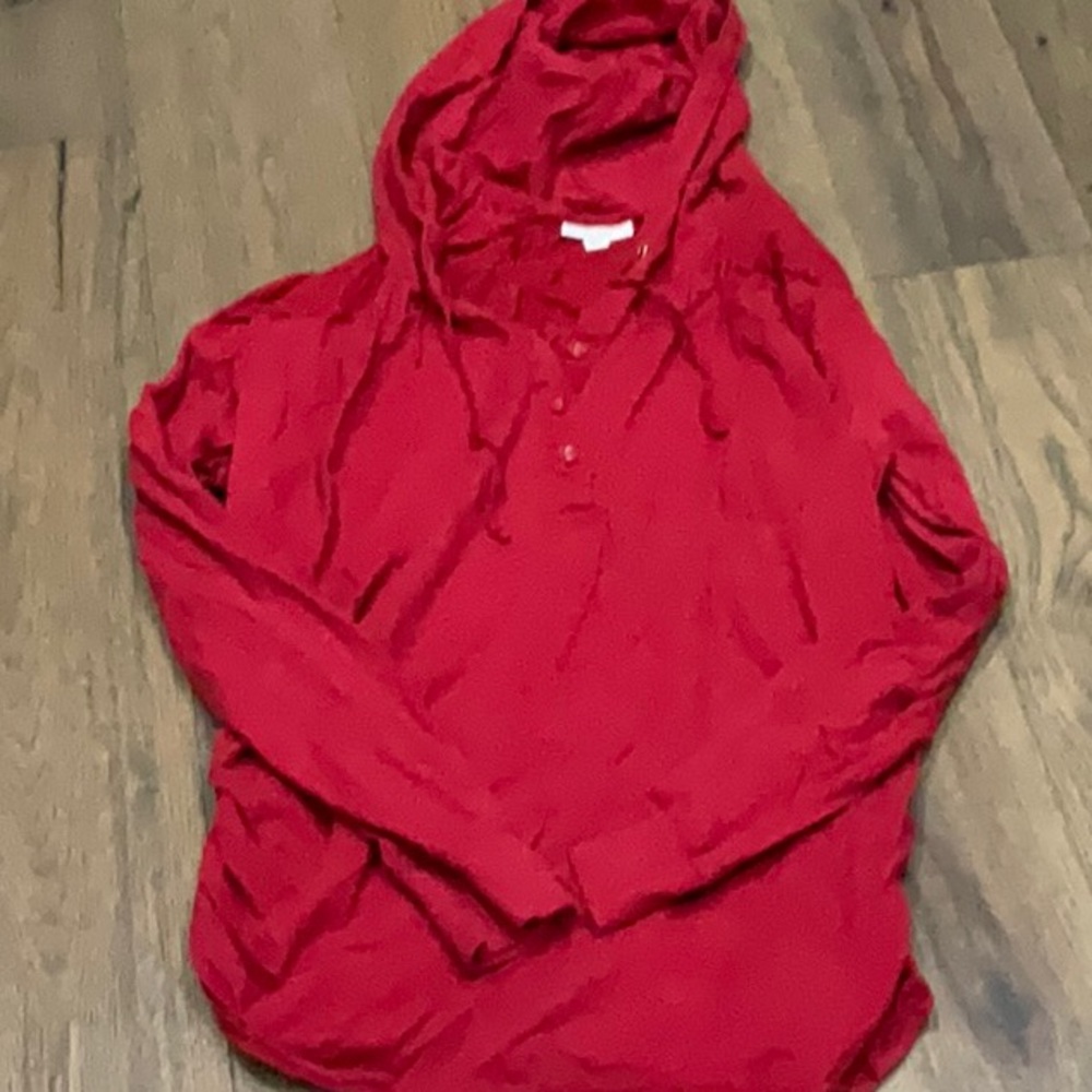 Maternity Red Hooded Long Sleeve Pullover